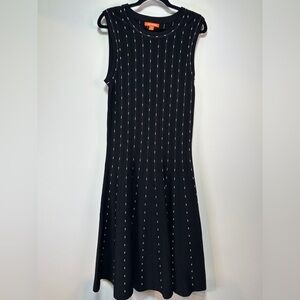 Joe Fresh Black Ribbed Knit Midi Dress Sleeveless Fit Flare Size M